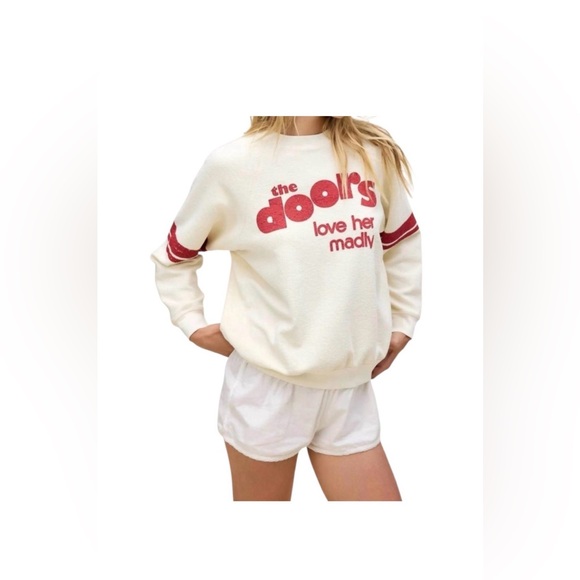 Daydreamer Sweaters - Daydreamer Cream and Red Graphic Sweatshirt Anthropologie Size Small NWT